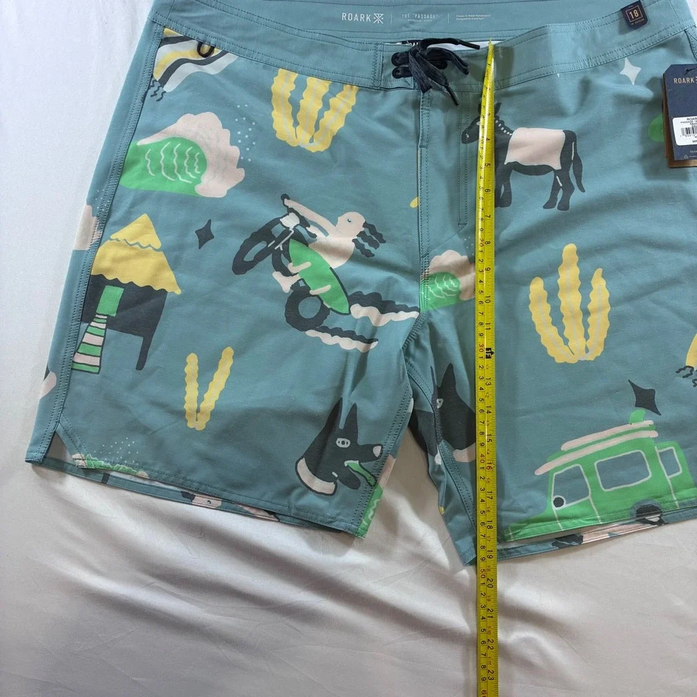 Roark Passage 18 Viaje Boardshorts Agave Blue Hemp Blend Mens 40 RB405 New
